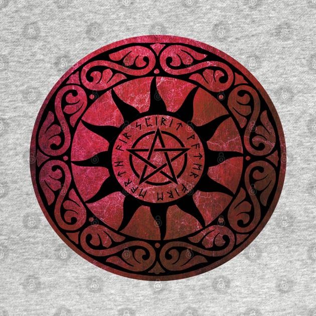 Five Elements Runic Magical Pentacle - Red Version by sarahwainwright